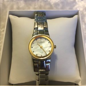☘️Skagen Mother of Pearl Stainless Steel Link Watch☘️
